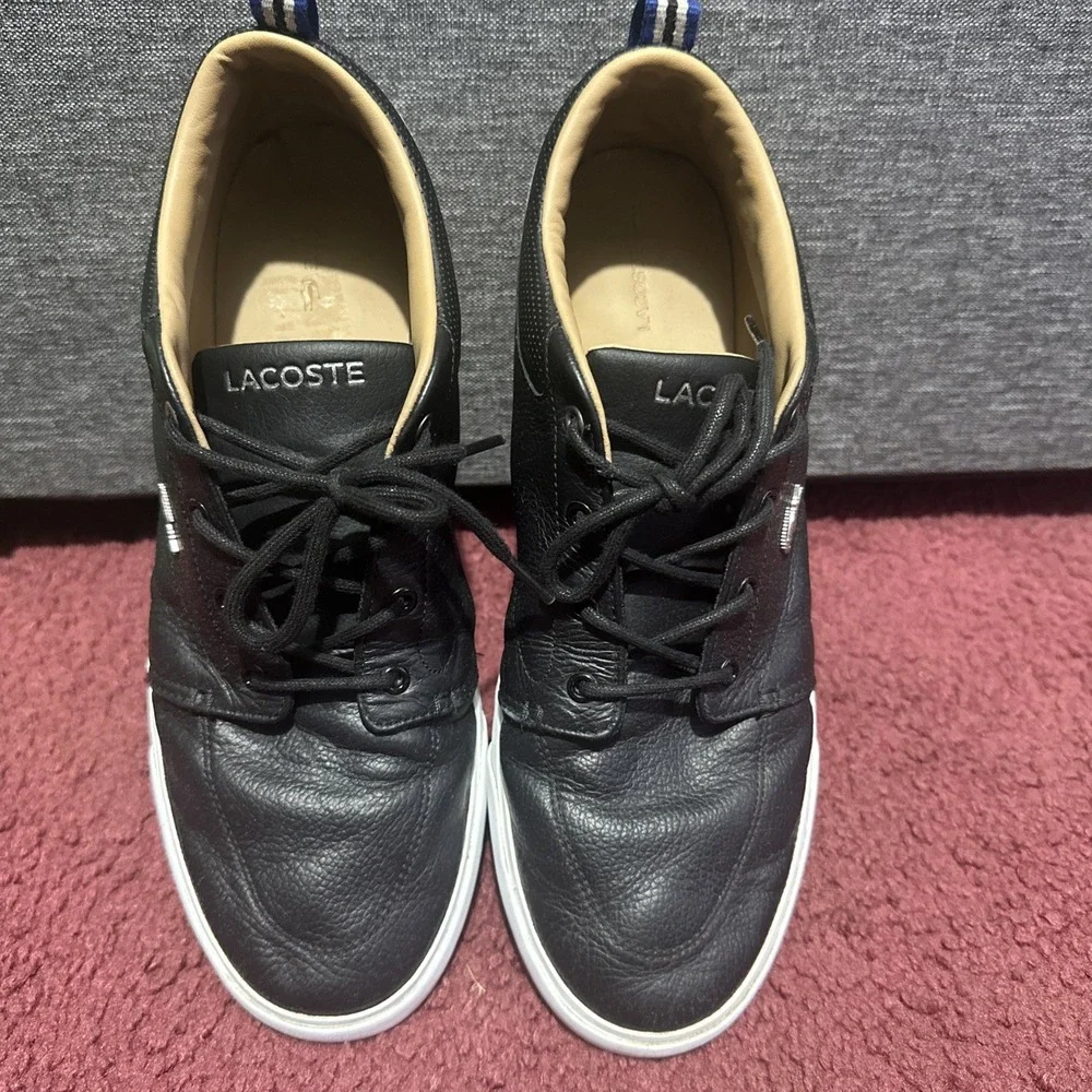 Lacoste Bayliss 119 1 U Men's Black Leather Lace-Up Sneakers US 11.5 EU 45